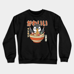 Kawaii Penguin Enjoying Ramen Crewneck Sweatshirt